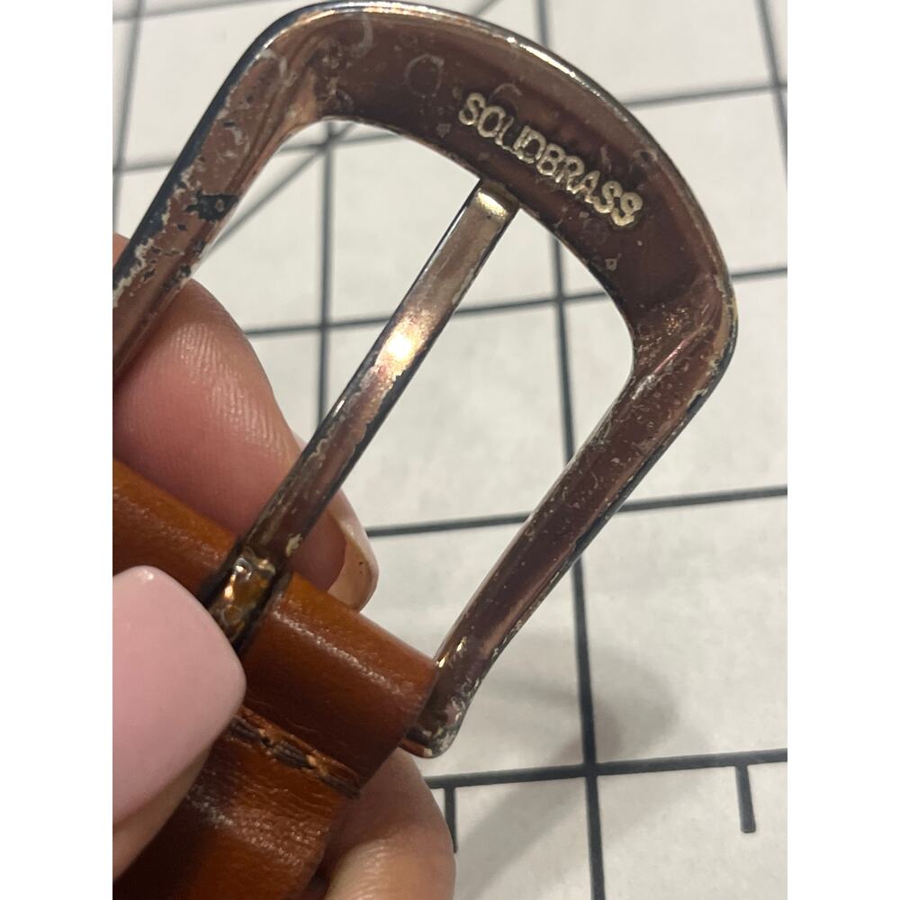 Aniline Kipskin Shoulders Cotton and Leather Belt Brass Buckle Tip Men SZ 42 - Picture 3 of 6